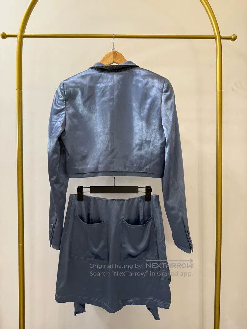 Fendi Fendi Blue Satin Texture Workwear Suit Size XS / US 0-2 / IT 36-38 - 2 Thumbnail