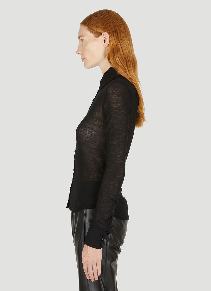 Saint Laurent Paris o1bcso1str0325 Fitted Shirt In Wool Jersey in Black Size XS / US 0-2 / IT 36-38 - 3 Thumbnail