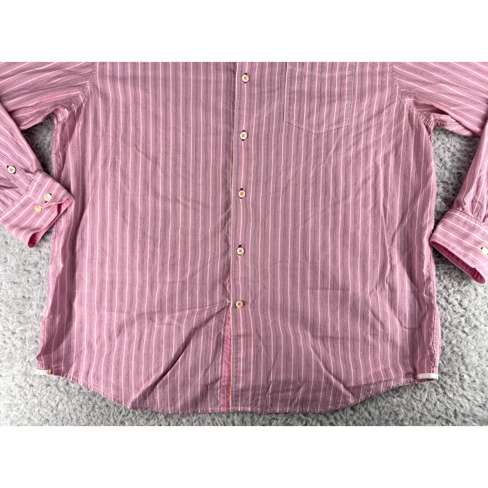 Tommy Bahama Tommy Bahama Shirt Mens XL Pink White Button-Up Stripe Cotton Size US XL / EU 56 / 4 - 5 Thumbnail