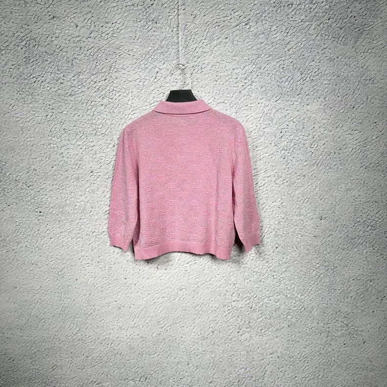 GucciPink double G full print glitter pink polo knitwear 25