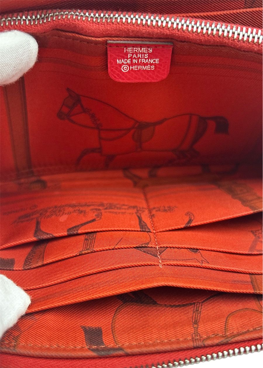 Hermes Hermès Long Leather Wallet Azap Silk in Round Zip Red Size ONE SIZE - 8 Thumbnail
