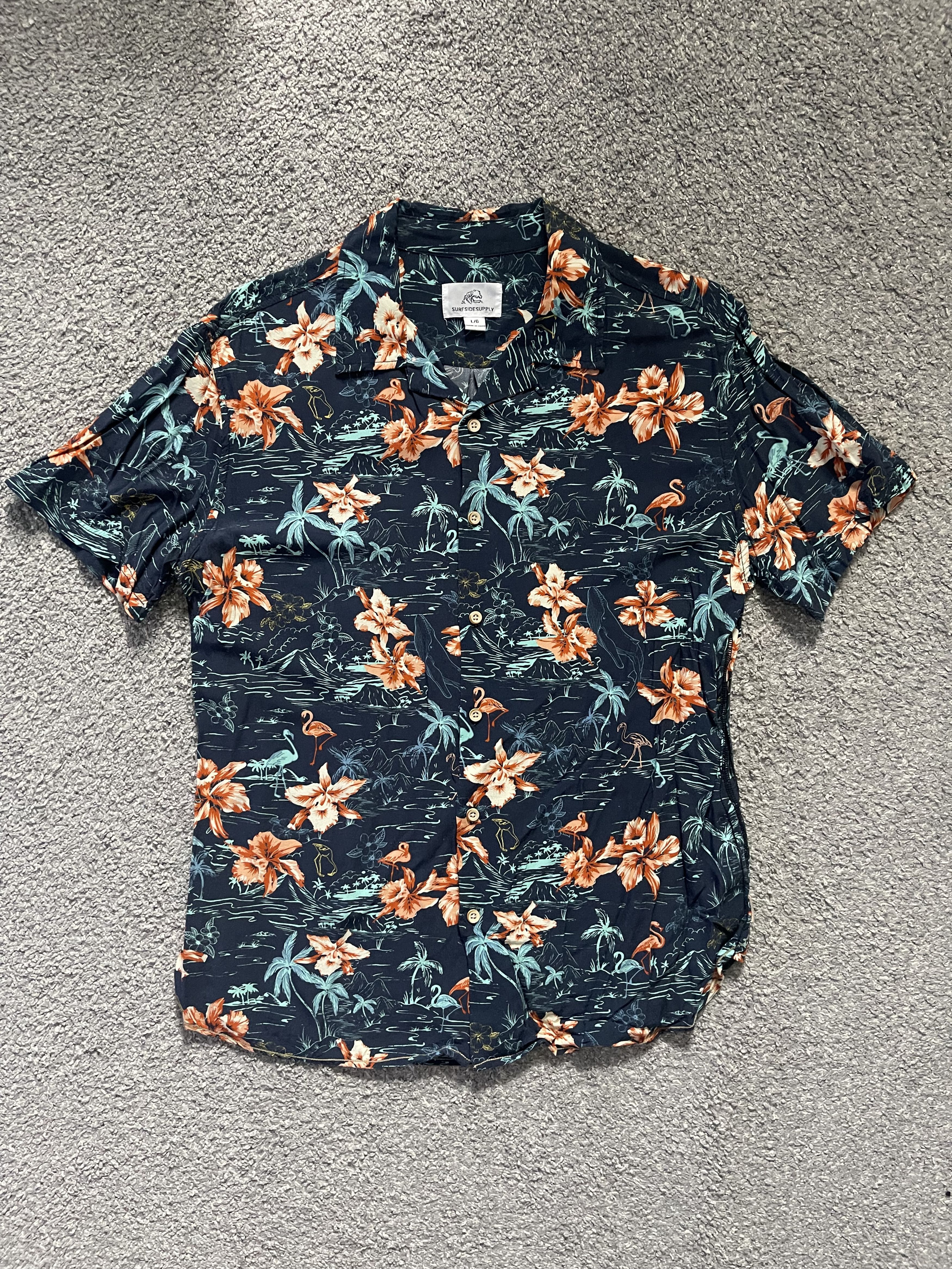 Vintage Vintage Floral Hawaiian Shirt - Blue (L) Size US L / EU 52-54 / 3 - 1 Thumbnail