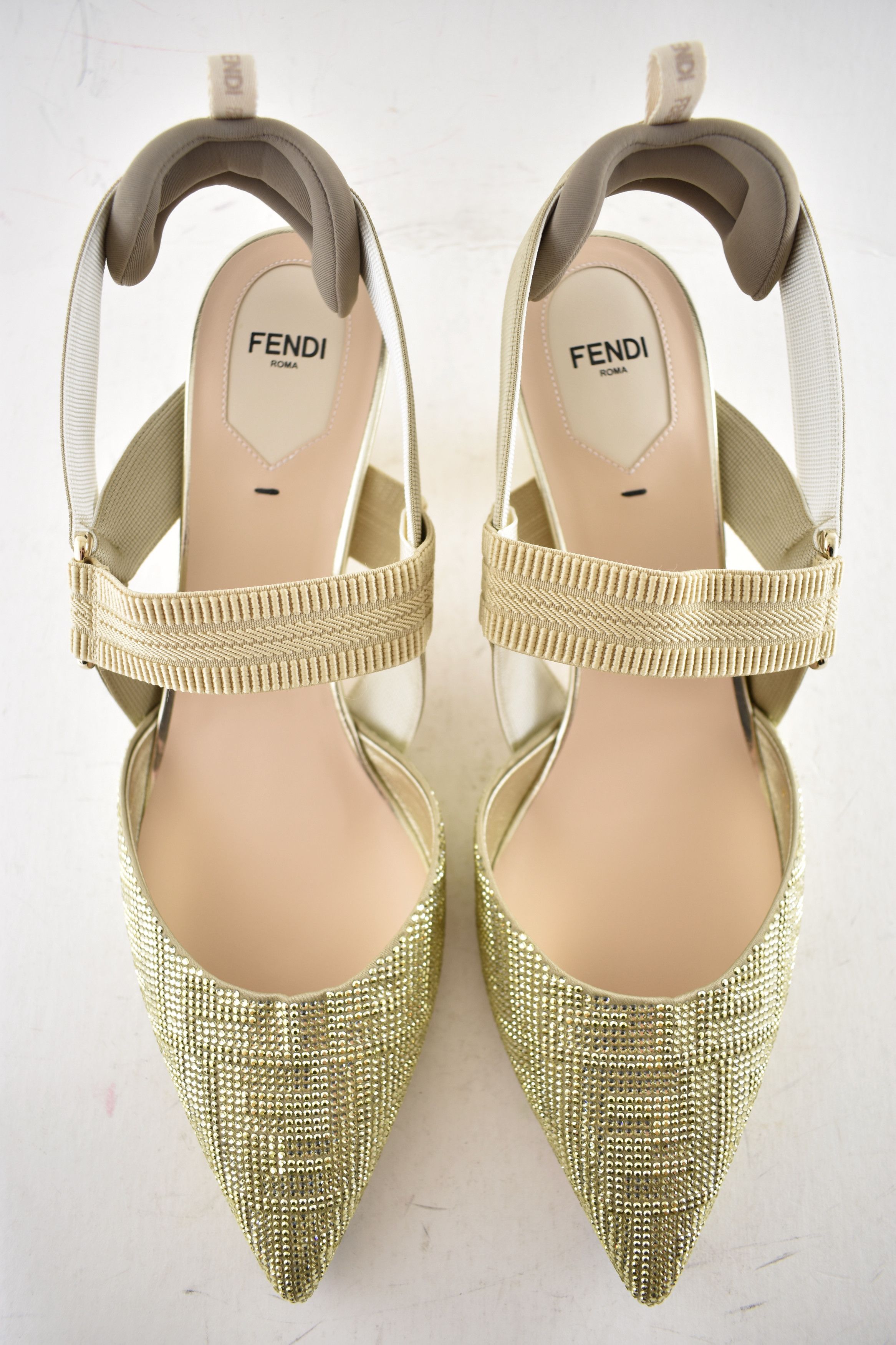 Fendi Colibri 55mm Strass Crystal FF Logo Slingback Heel Pump 42 Size US 12 / IT 42 - 11 Thumbnail