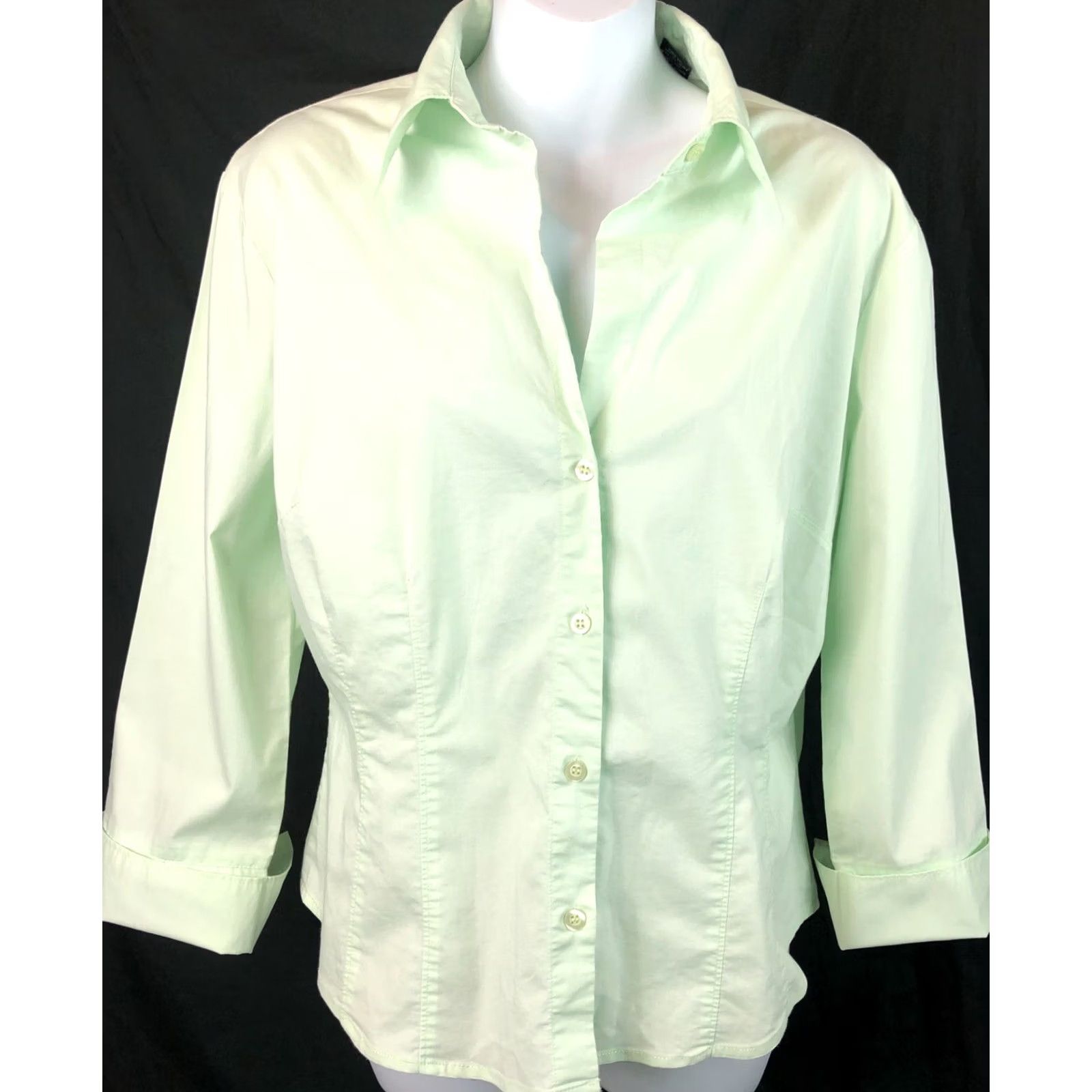 CO VINTAGE NY & Co Top L Lt Green Button Up Cuffed 3/4 Sleeves Collar Y2K Capsule Size L / US 10 / IT 46 - 5 Thumbnail