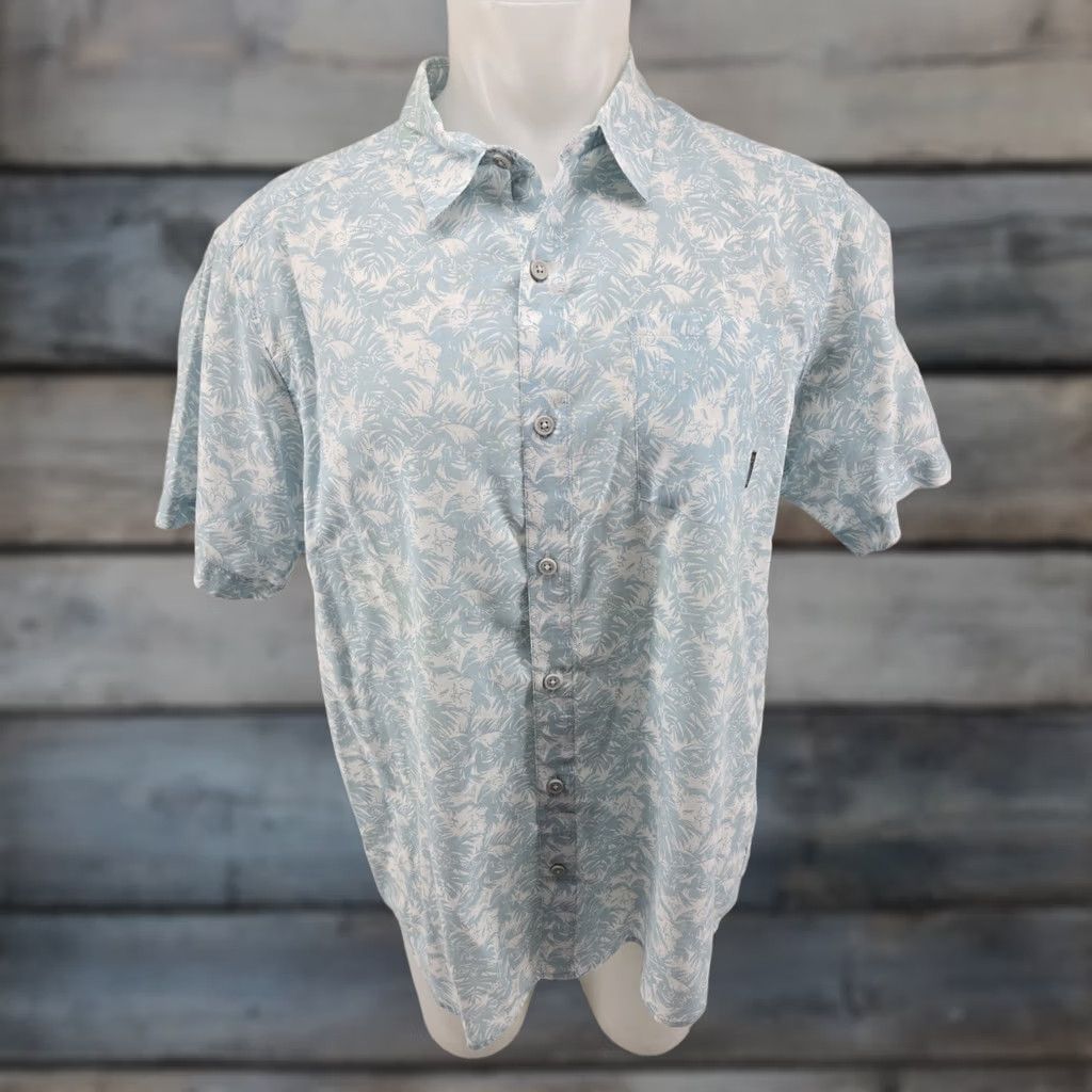 AQUA Columbia Hawaiian Aqua White Button Up Short Sleeve Shirt Men’s Size L Size US L / EU 52-54 / 3 - 1 Thumbnail