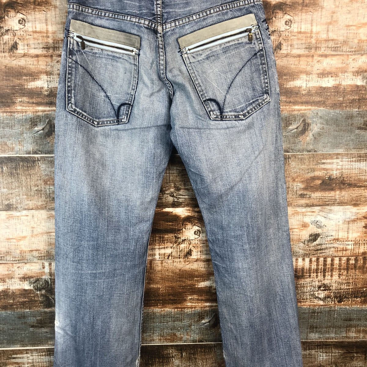 Japanese Brand Back Number Blue Distressed Denim Pants #A2098 Size US 30 / EU 46 - 21 Thumbnail