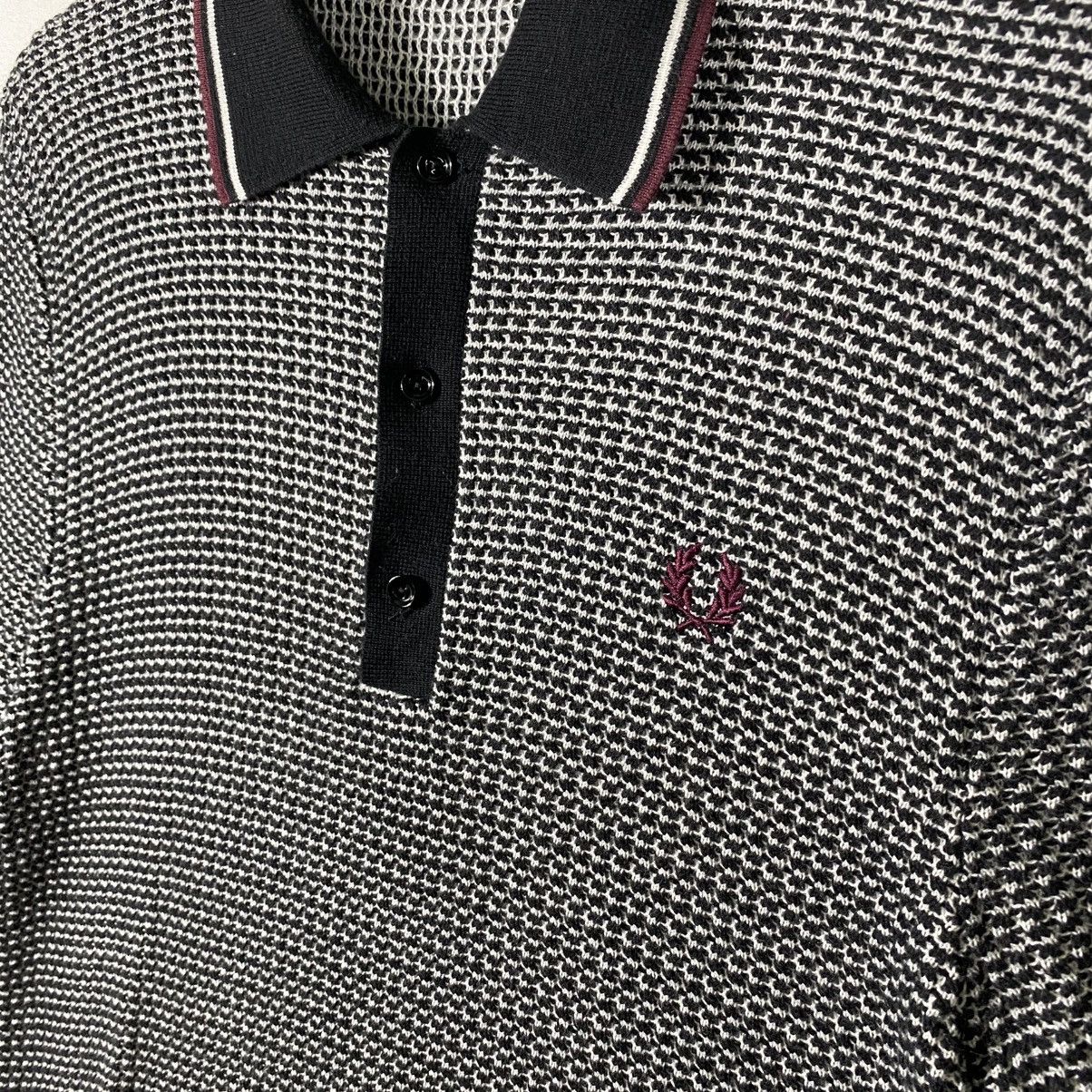 Fred Perry Fred Perry Reissues Knitted Polo, Black & White Size US XS / EU 42 / 0 - 8 Thumbnail