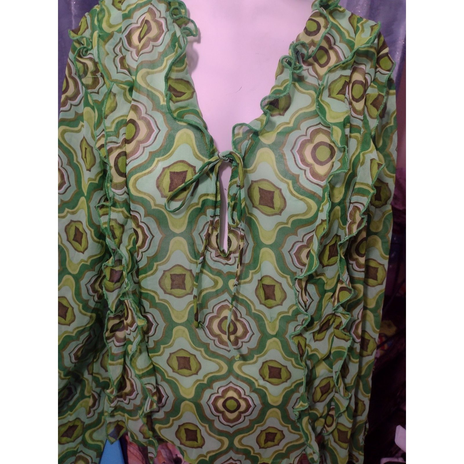 Zara Zara Chiffon Ruffle Lightweight Shirt Size L Fairy Disco She Size L / US 10 / IT 46 - 2 Thumbnail