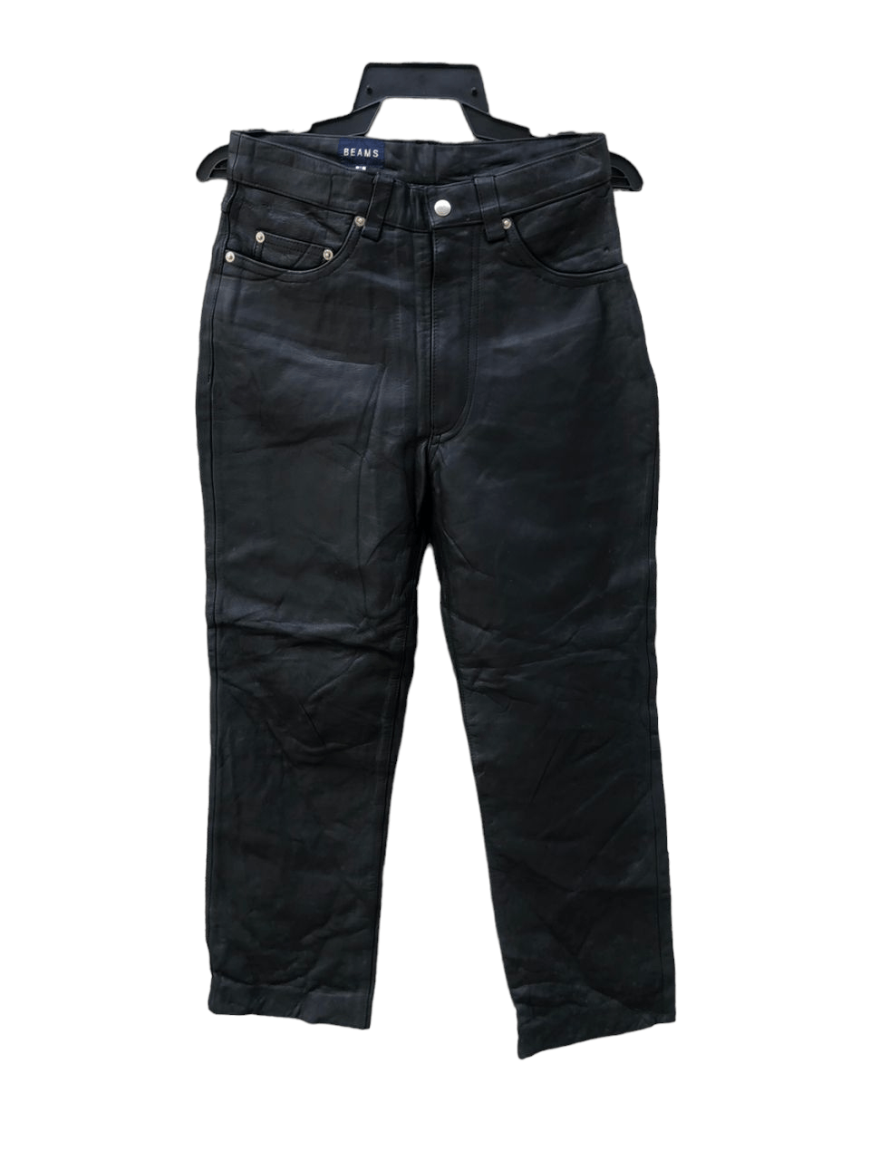 Beams Plus Rare💥Beams black Cowhide Leather Pants Size US 29 - 1 Thumbnail