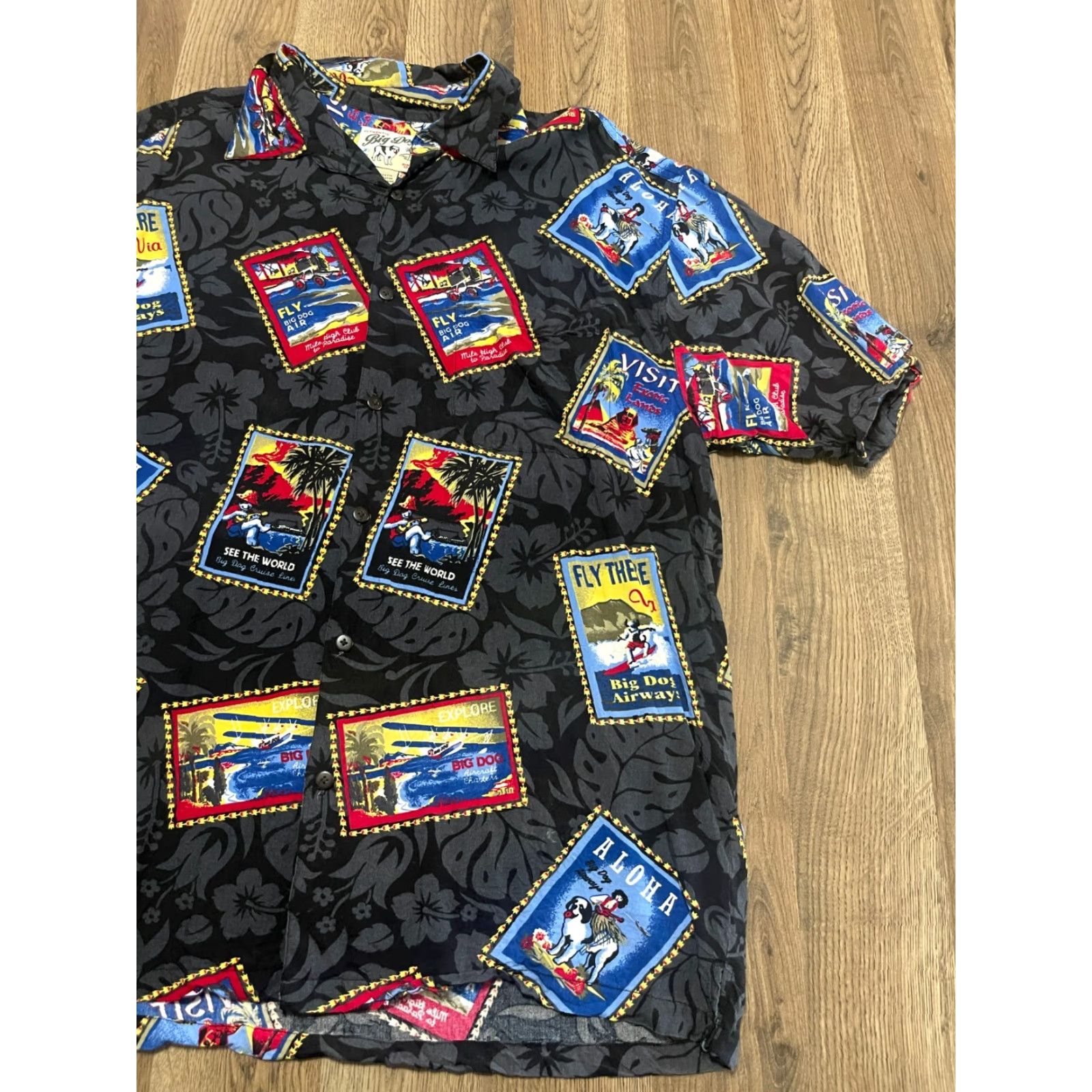 Big Dogs Big Dogs Shirt Men M Black Hawaiian Button-Up Short Sleeve Size US M / EU 48-50 / 2 - 3 Thumbnail