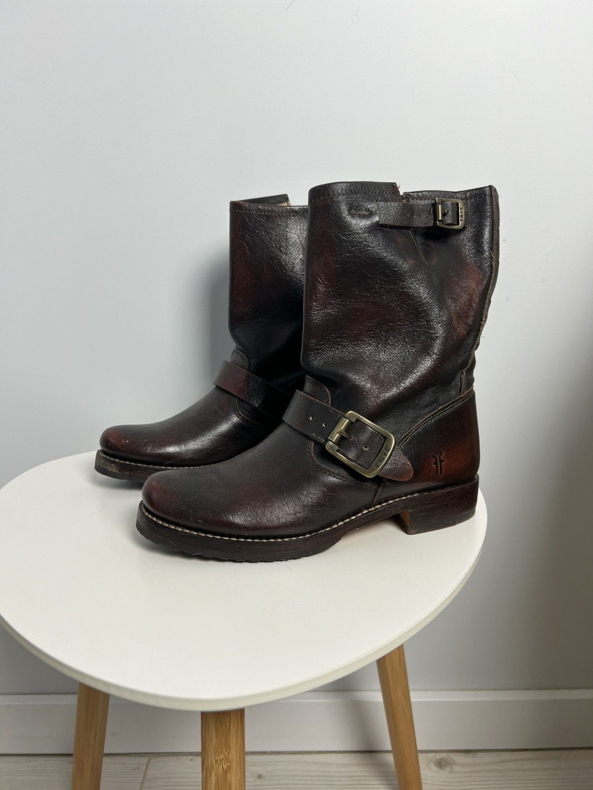 Frye Frye Cowboy Brown Leather Calf Riding Boots Size 8 Size US 8 / IT 38 - 3 Thumbnail