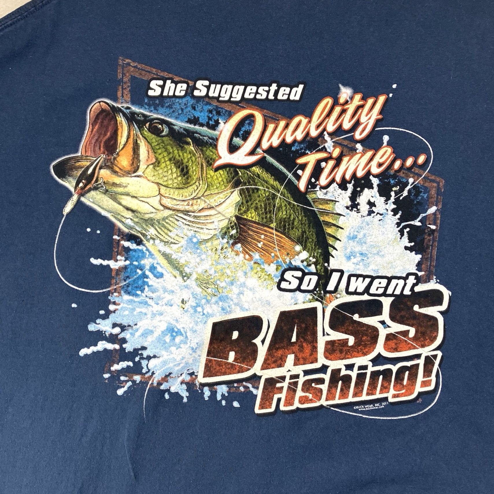 Vintage VINTAGE Buck Wear Men's T-Shirt 2XL Fish Fishing Outdoor Sportsman Short Sleeve Blue Mens Size US XXL / EU 58 / 5 - 7 Thumbnail