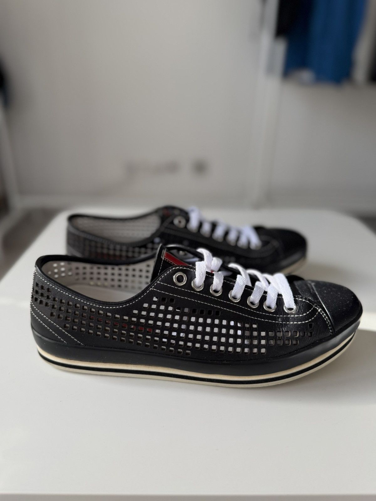 Prada Prada Sport Linea Rossa perforated leather sneakers vintage Size US 7.5 / EU 40-41 - 24 Thumbnail