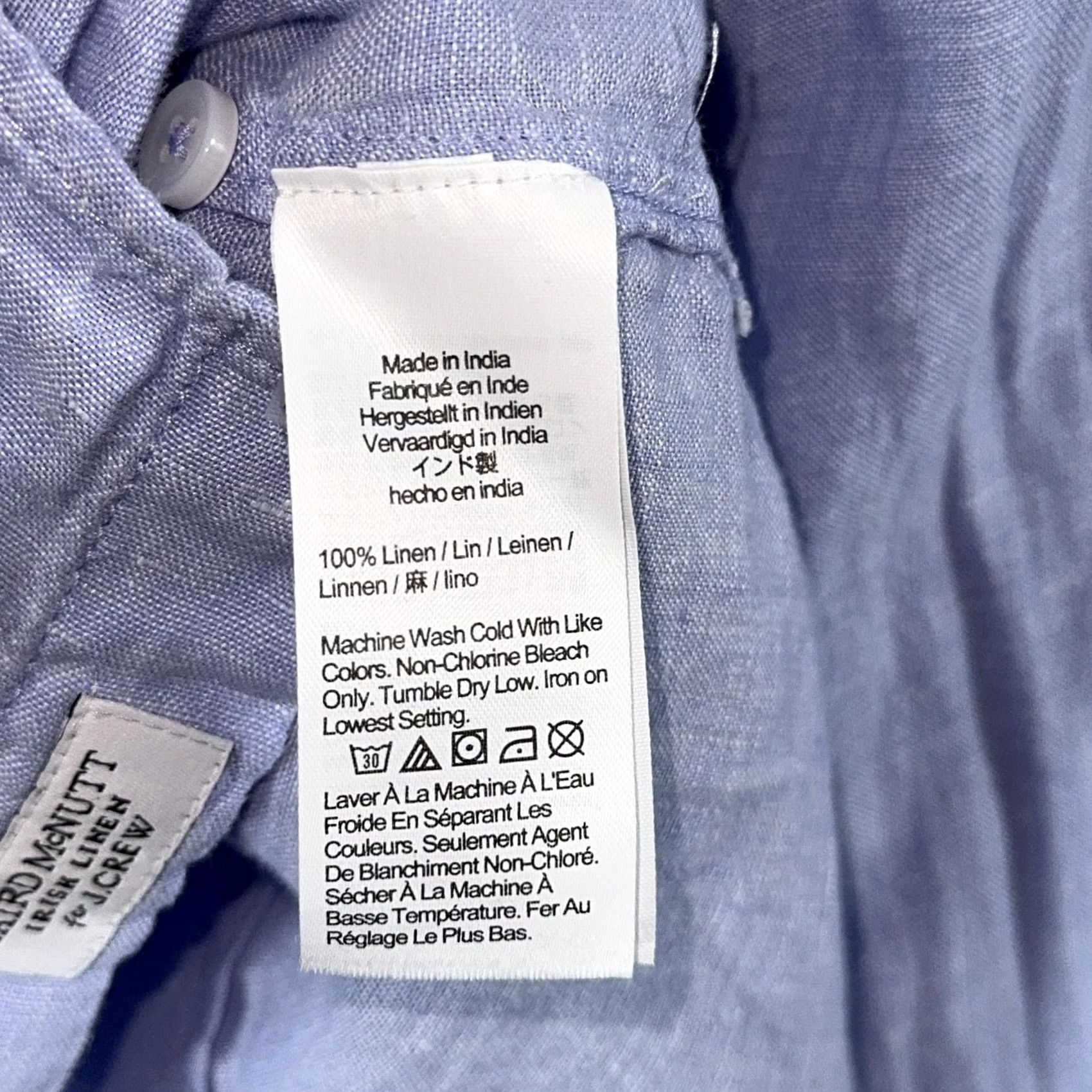 J.Crew J Crew Womens Shirt 2 Slim Blue Button Up Blouse Linen Size XS / US 0-2 / IT 36-38 - 6 Thumbnail