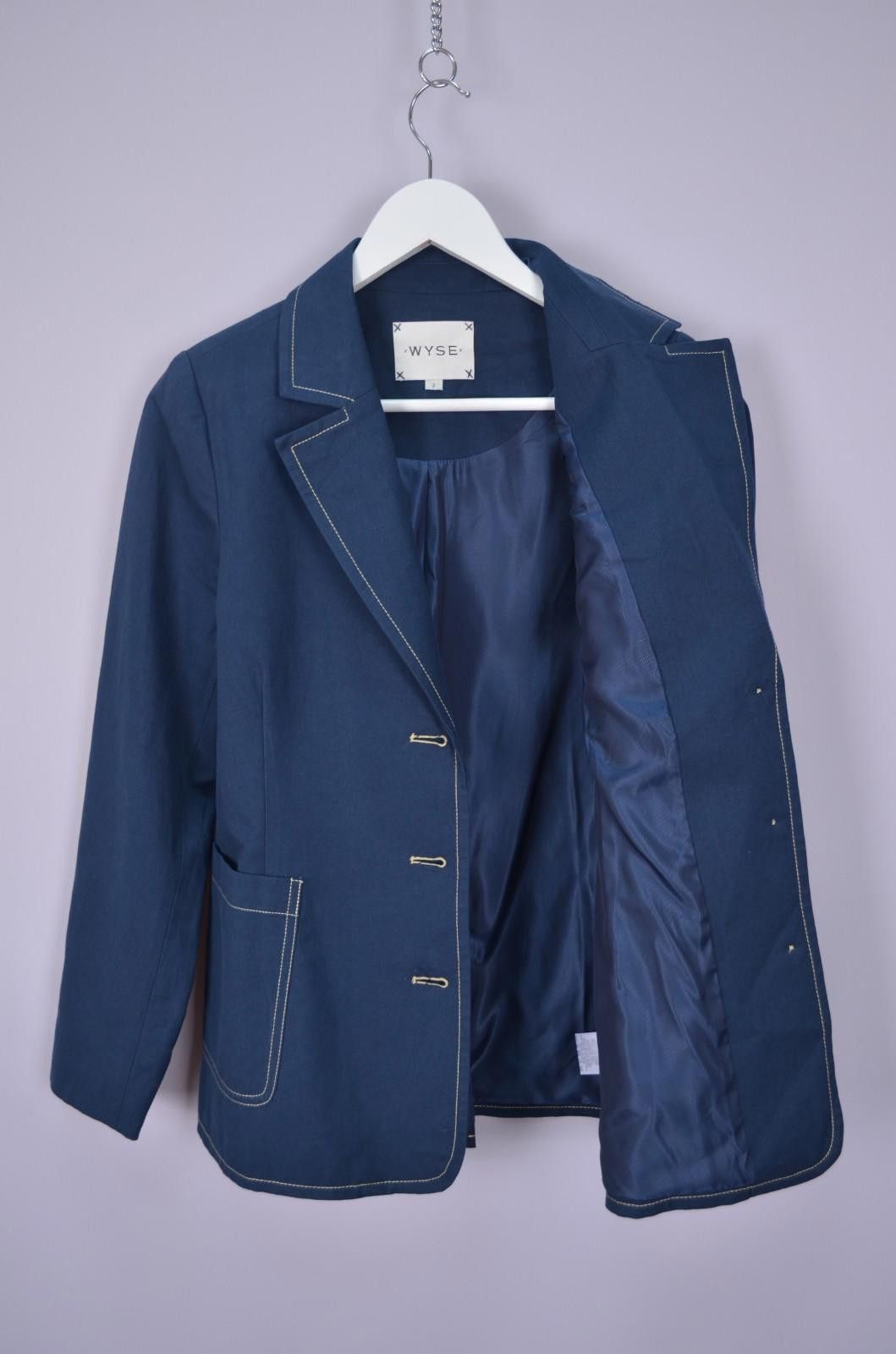 Designer Wyse Alaina Linen Jacket Size 2 US6 Cotton Linen Blue Blazer Size M / US 6-8 / IT 42-44 - 10 Thumbnail