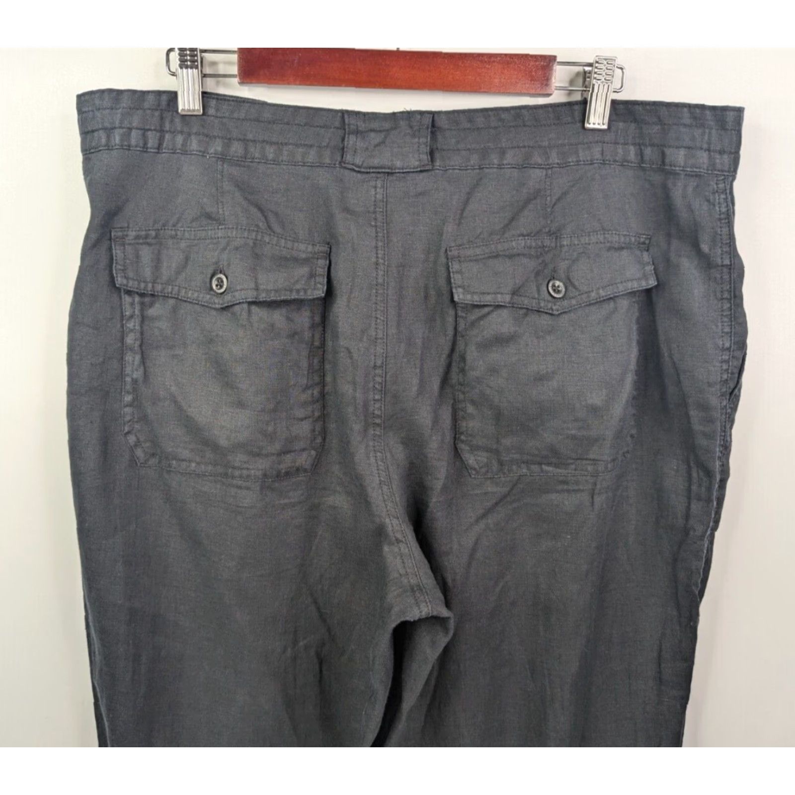 Ralph Lauren Lauren Ralph Lauren Pants Womens Size 16 Black Linen Pockets Tapered Flat Front Lagenlook Size 38" / US 16 / IT 52 - 5 Thumbnail