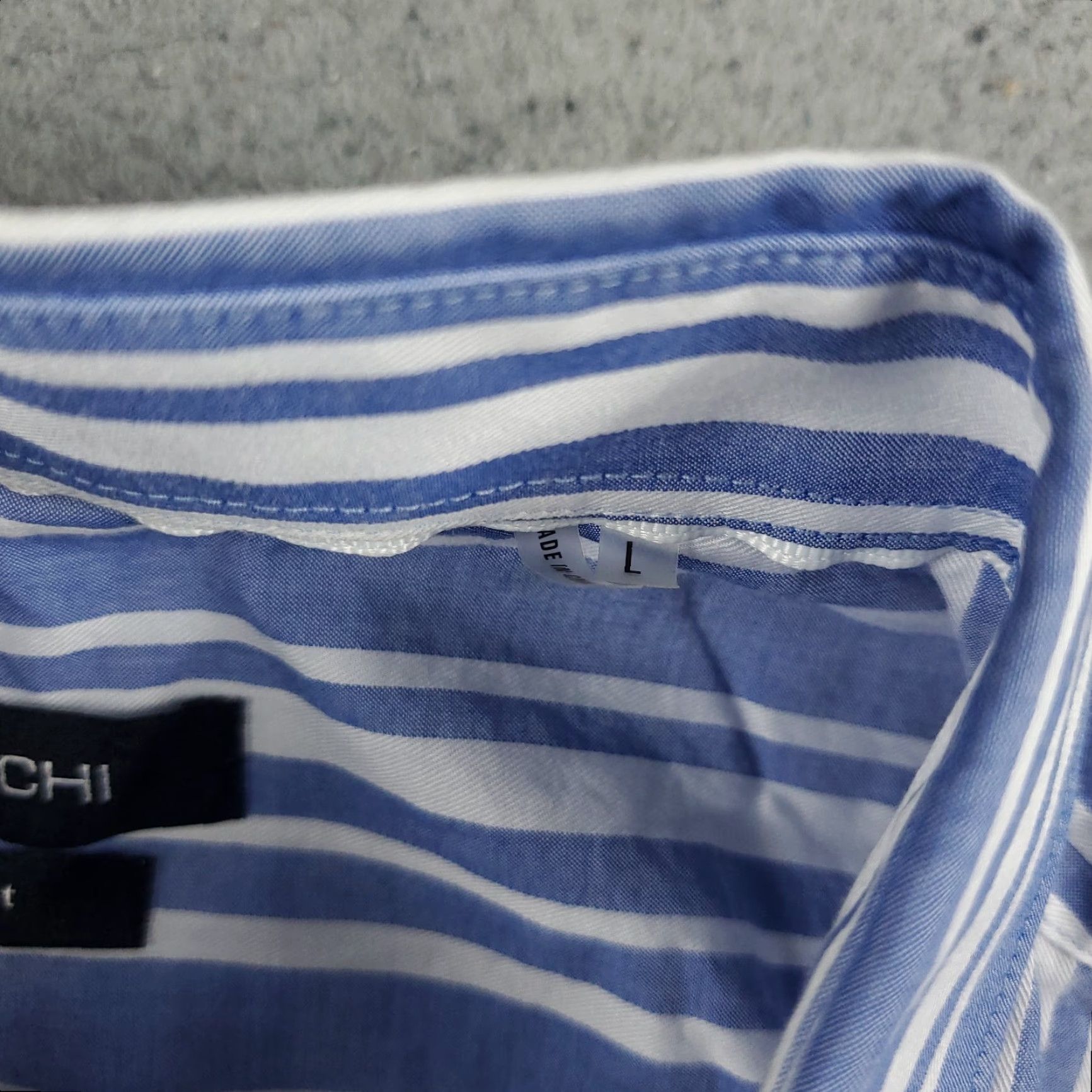 BUGATCHI Bugatchi Uomo Shirt Button-Up Long Sleeve Striped Blue Cotton Classic Fit Adult Large Mens Size US L / EU 52-54 / 3 - 7 Thumbnail