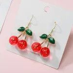 Other Sweet Cute Crystal Cherry Dangle Drop Earrings for Women Size ONE SIZE - 2 Thumbnail