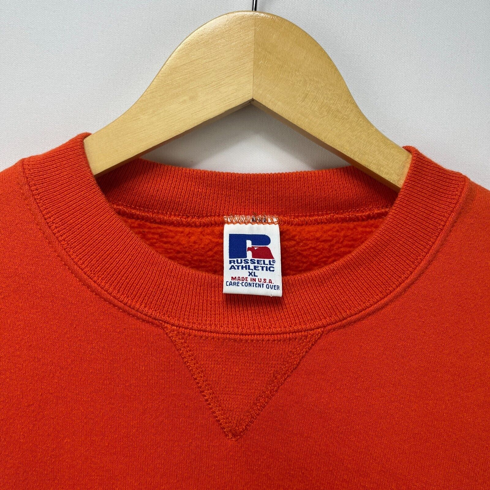 Russell Athletic × Vintage Vintage '90s Russell Athletic Orange Blank XL Made in USA Size US XL / EU 56 / 4 - 4 Thumbnail