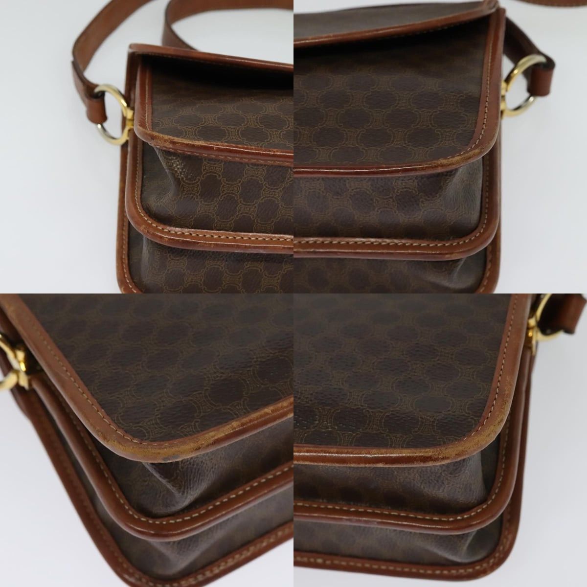 Celine CELINE Macadam Canvas Shoulder Bag Pvc Leather Brown Gold Size ONE SIZE - 10 Thumbnail