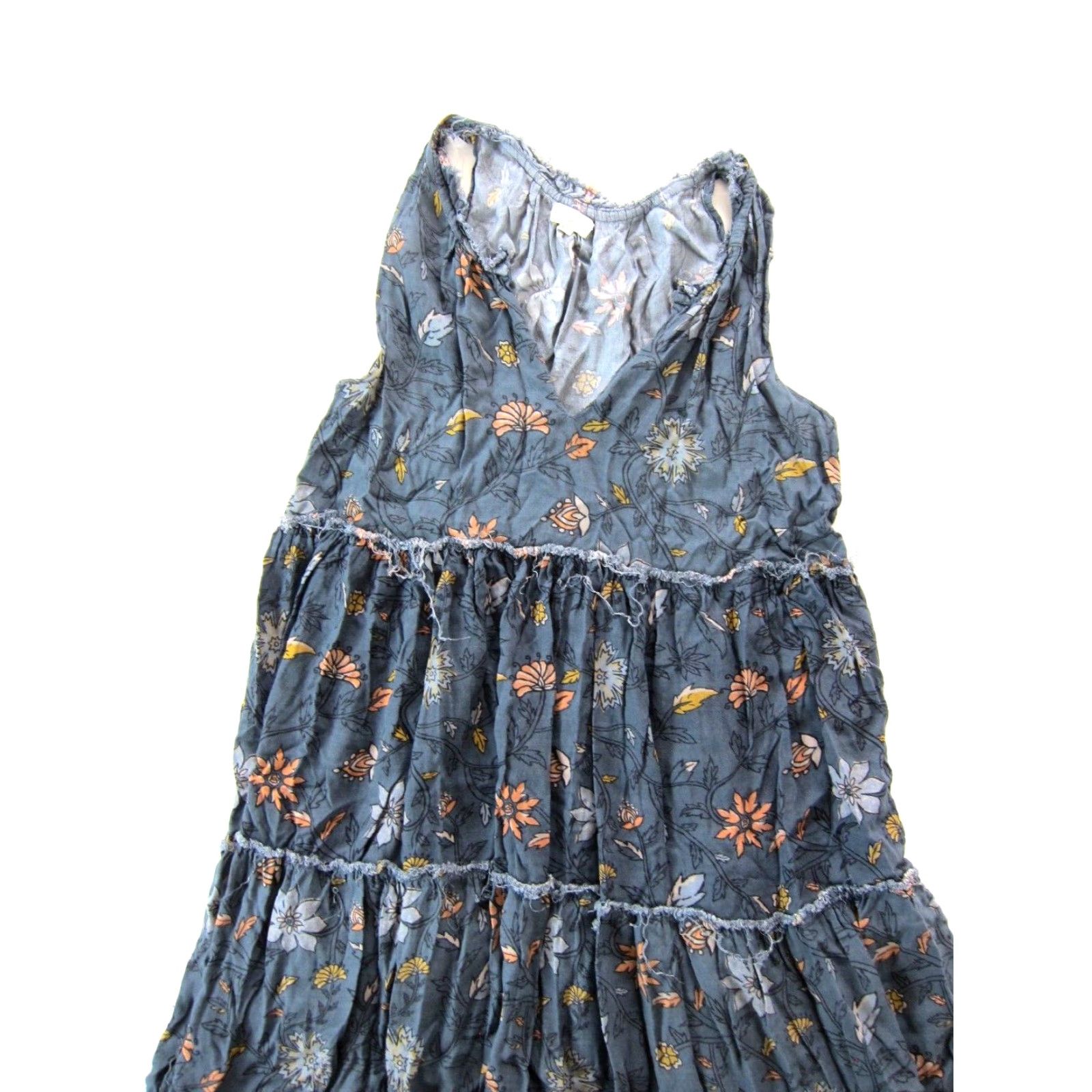 Vintage World Market Dress Tank Sun Midi Maxi 100% Rayon Floral S/M Blue Yellow Pink Womens Size S / US 4 / IT 40 - 3 Thumbnail