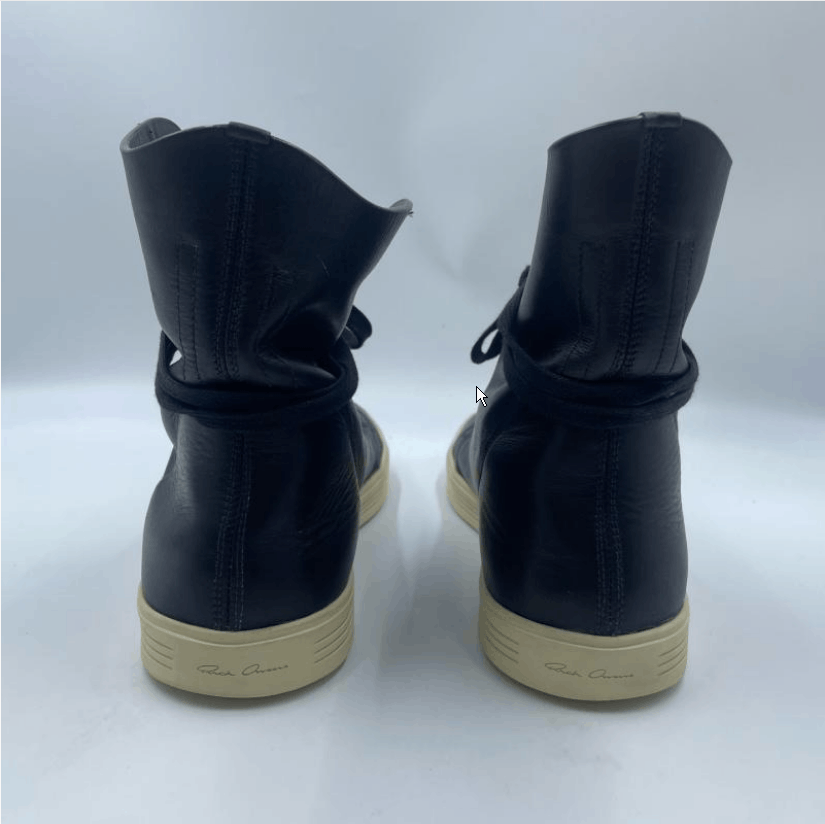 Rick Owens Rick Owens Black Leather High Top Sneakers Men's 42.5 Size US 9.5 / EU 42-43 - 5 Thumbnail