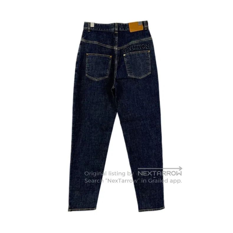 Louis Vuitton Louis Vuitton Wash Blue Leather Label Jeans Size US 38 / EU 54 - 2 Thumbnail
