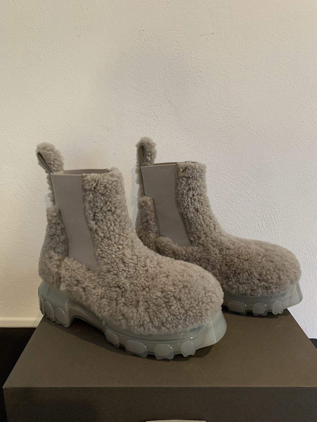 Rick Owens Gray Beatle Bozo Tractor Boots Size US 9 / IT 39 - 12 Thumbnail
