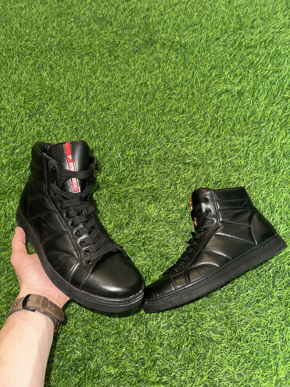 Prada Prada sport leather high top sneaker shoes size 8 Size US 8 / EU 41 - 1 Thumbnail