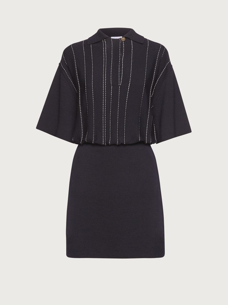 Salvatore Ferragamo o1y0326 Mini Dress in Black/White Size M / US 6-8 / IT 42-44 - 1 Thumbnail