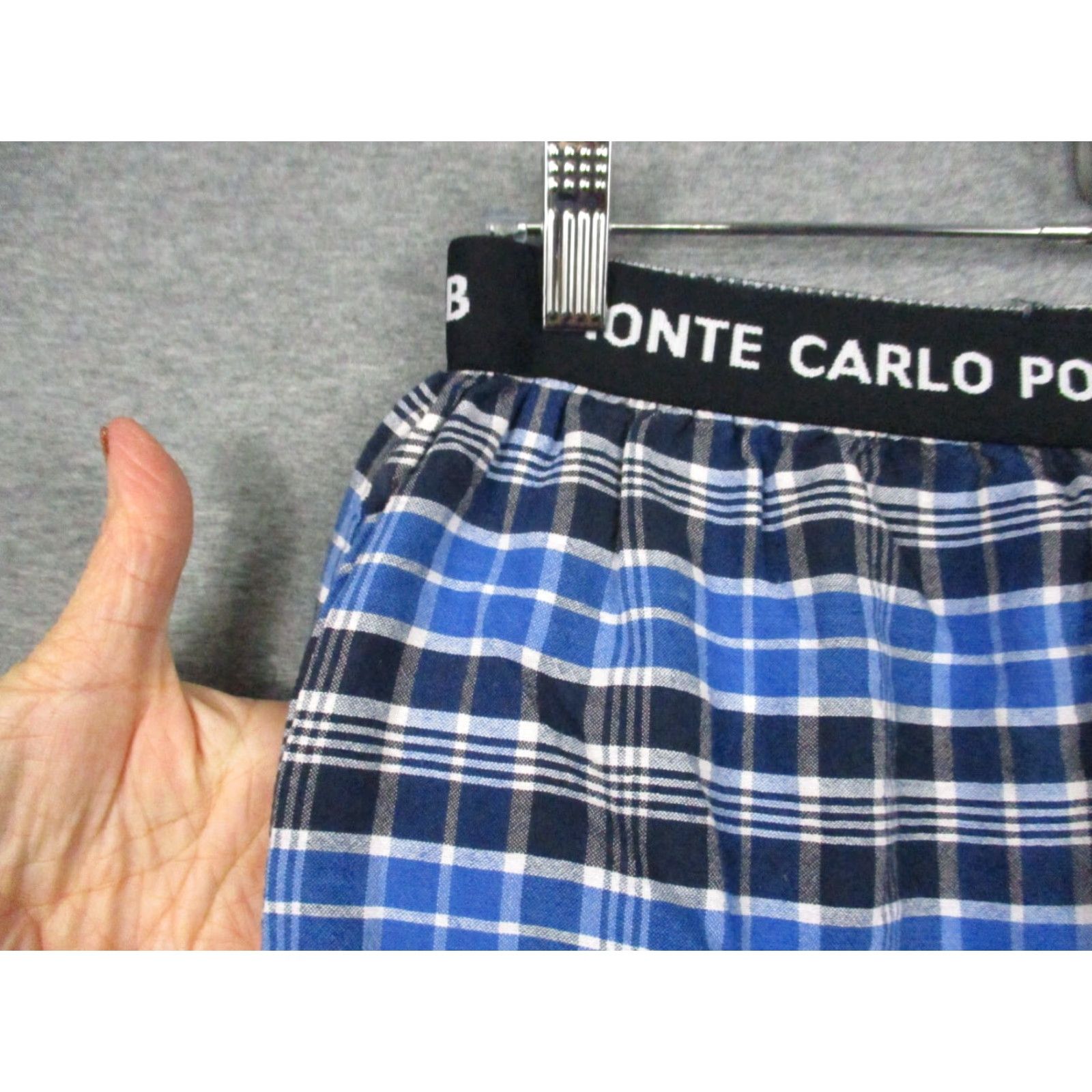 Vintage Monte Carlo Polo Pajama Pants Men Loungewear Blue Plaid Logo Cotton Regular Medium M Size US L / EU 52-54 / 3 - 4 Thumbnail