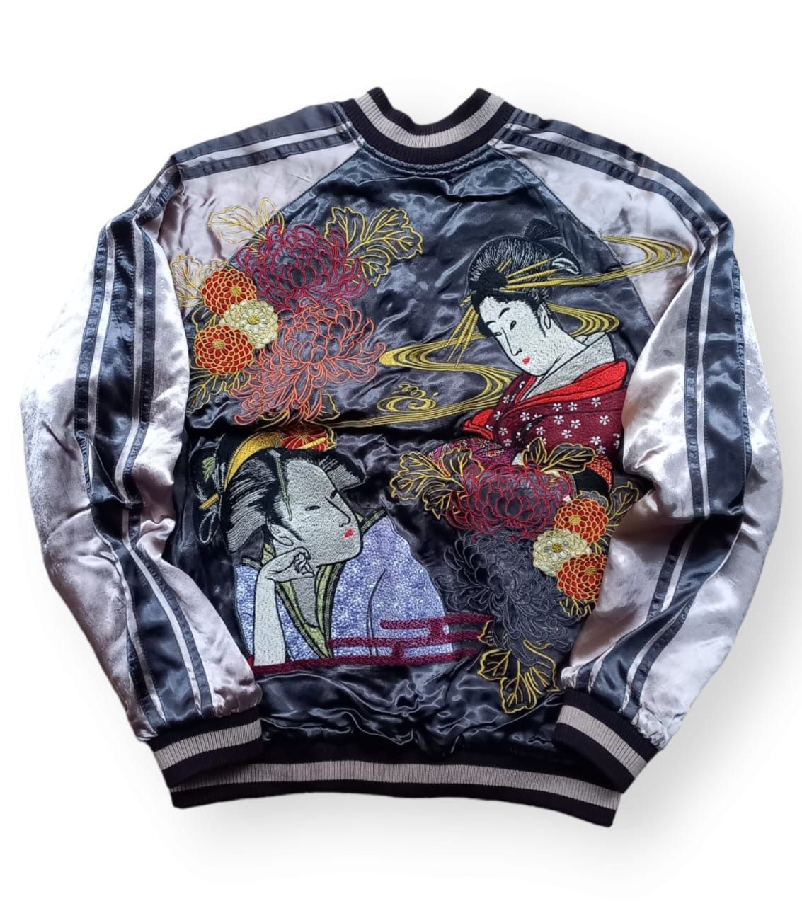 Veste Sukajan Geisha - Taille M-L, Broderie Japonaise, Style Bomber Vintage, En Polyester, Neuve Avec étiquettes