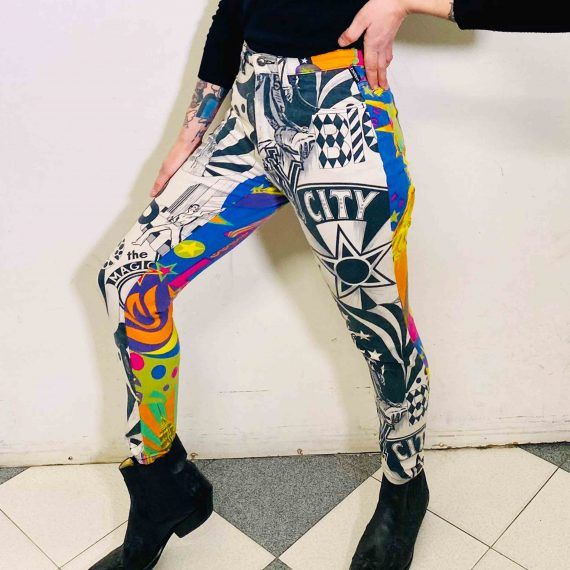 Versace Jeans Couture Versace 1980s New York Manhattan Liberty PopArt Pants Size 24" / US 00 / IT 34 - 1 Thumbnail