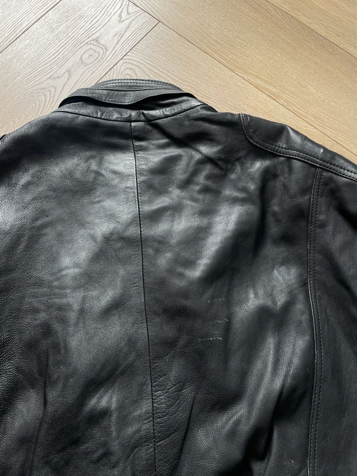 Vintage Vintage Y2k Black Real Leather Zip Bomber Jacket Avant Garde Size US XL / EU 56 / 4 - 10 Thumbnail