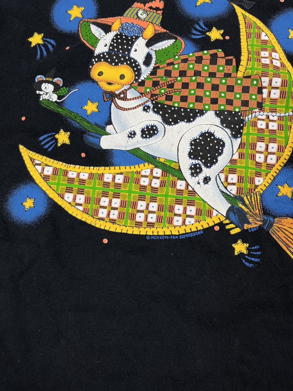 Vintage vintage 90s flying witch cow moon stars t-shirt art Size US S / EU 44-46 / 1 - 2 Thumbnail