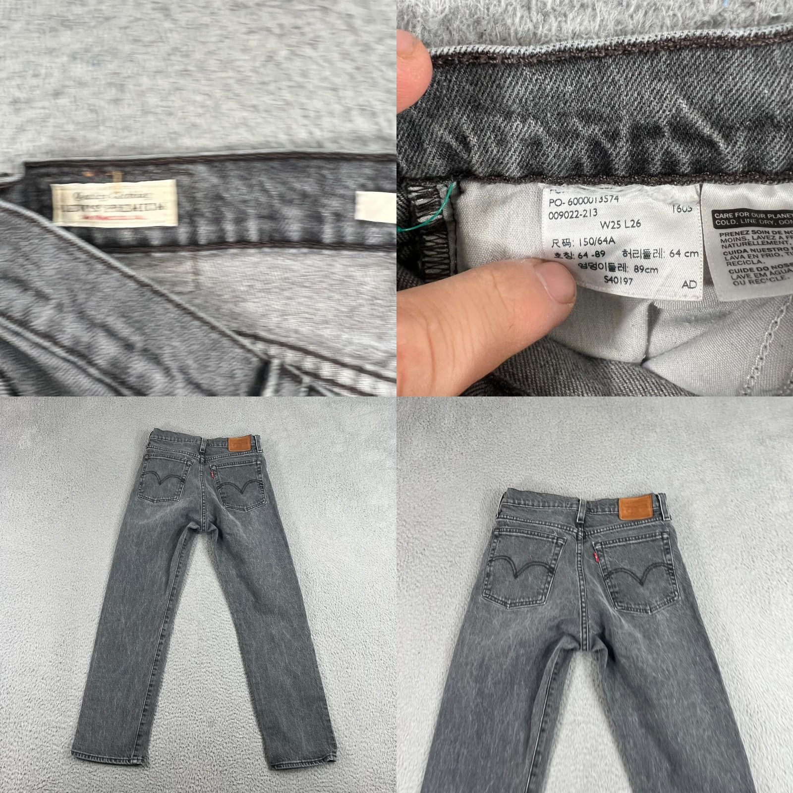 Levi's Levis Wedgie Straight Jeans Womens 25 Black Button Fly High Rise Ankle Denim Size 42" / US 20 - 8 Thumbnail