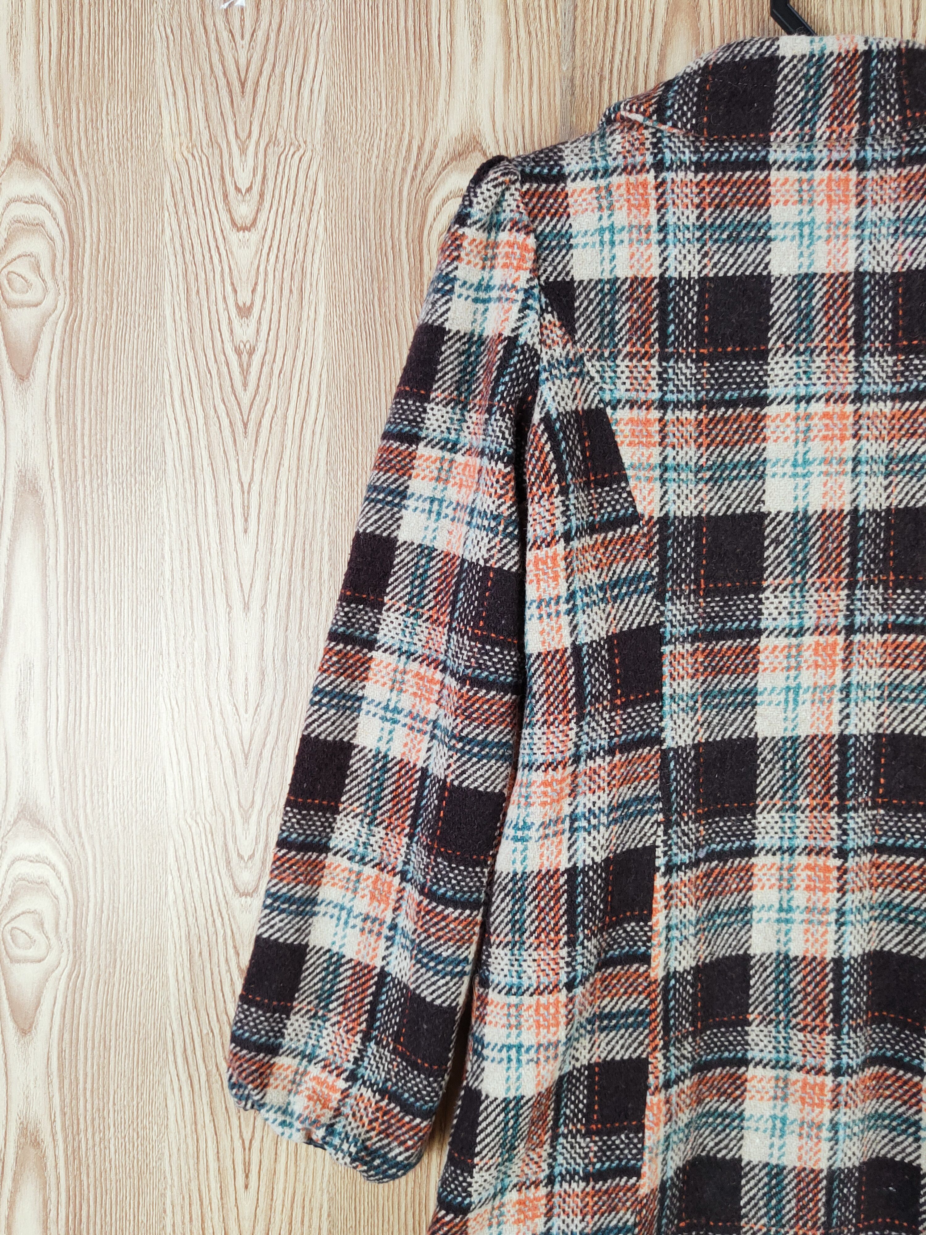 Homespun Knitwear × Japanese Brand × Vintage Japan checkered parkas Brown Knitwear Long Jackets #W584 Size S / US 4 / IT 40 - 9 Thumbnail