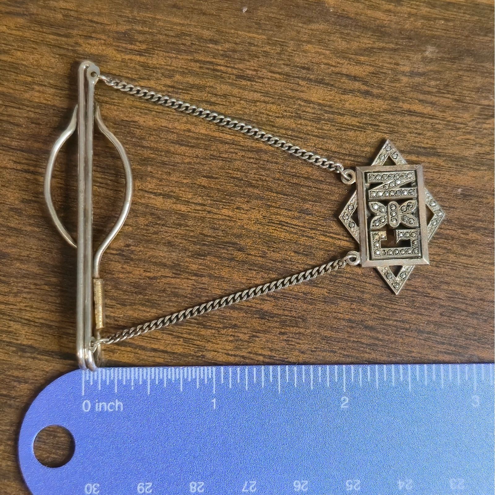 Vintage Vintage Art Deco Sterling Tie Bar Clasp with Pendant Size ONE SIZE - 6 Thumbnail