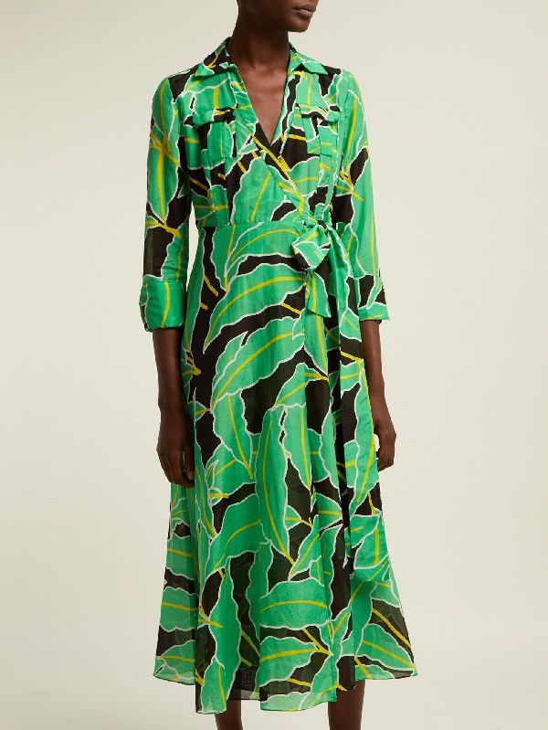 Diane von Furstenberg Diane Von Furstenberg DVF Wrap Dress Floral Palm Green  Print | Grailed