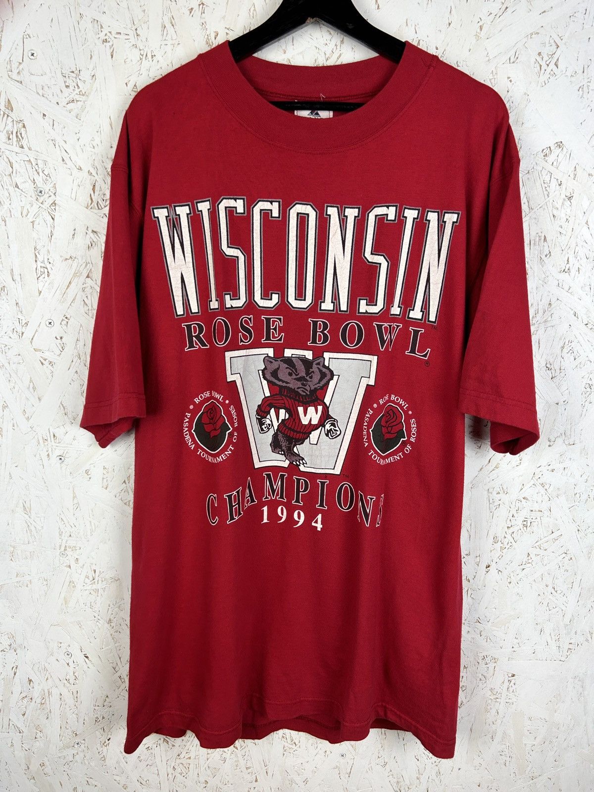NFL 90s Rose Bown Wisconsin Badgers 1994 Champions T-Shirt Red L Size US L / EU 52-54 / 3 - 1 Thumbnail