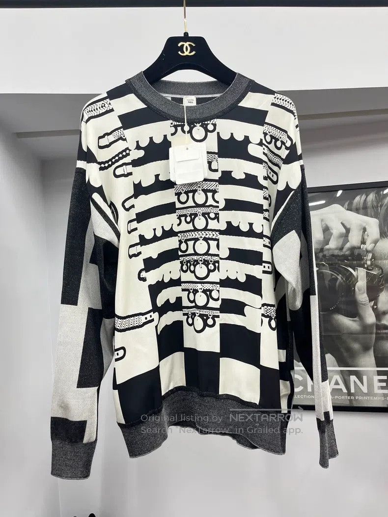 Hermes Hermes Silk and Printed Knit Top Size XXS / US 00 / IT 34 - 1 Thumbnail