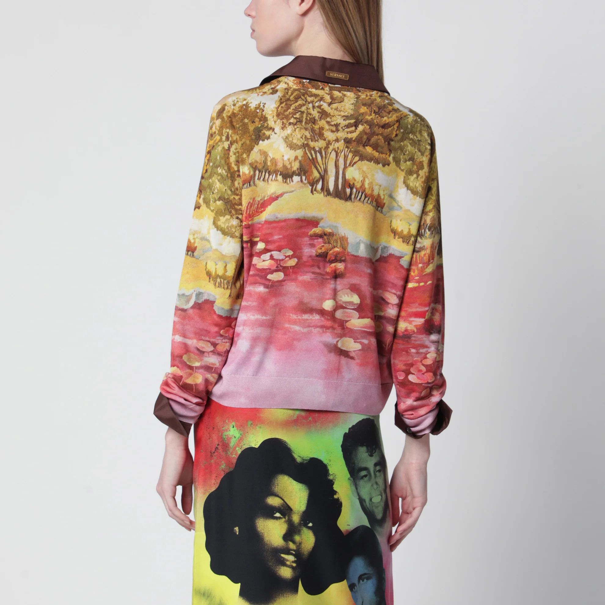 Versace o1d2blof0426 Printed Silk Knit Cardigan in Multicolor Size M / US 6-8 / IT 42-44 - 2 Thumbnail