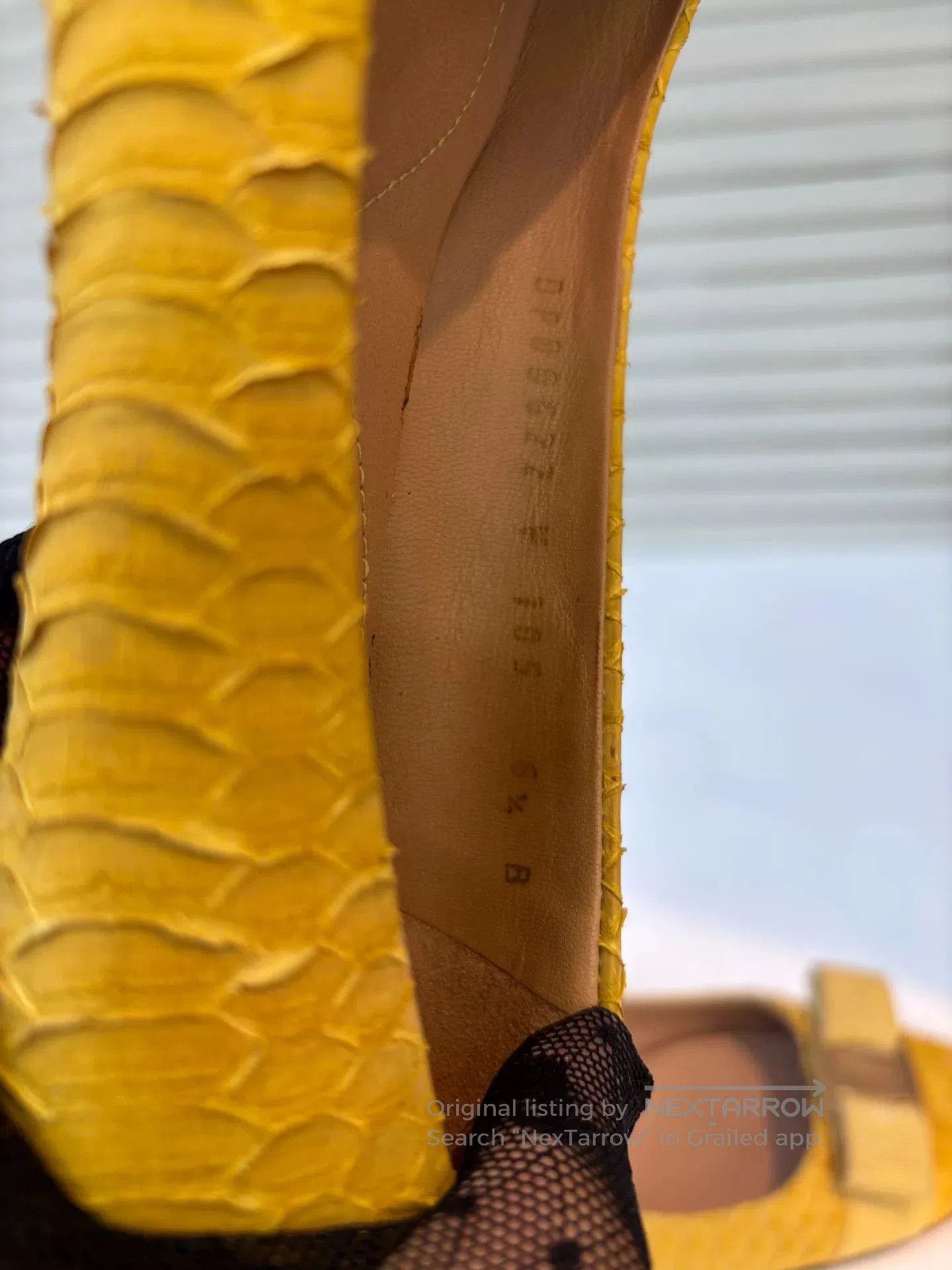 Salvatore Ferragamo Ferragamo Yellow Snake Skin Flat Shoes. Size US 5.5 / IT 35.5 - 8 Thumbnail