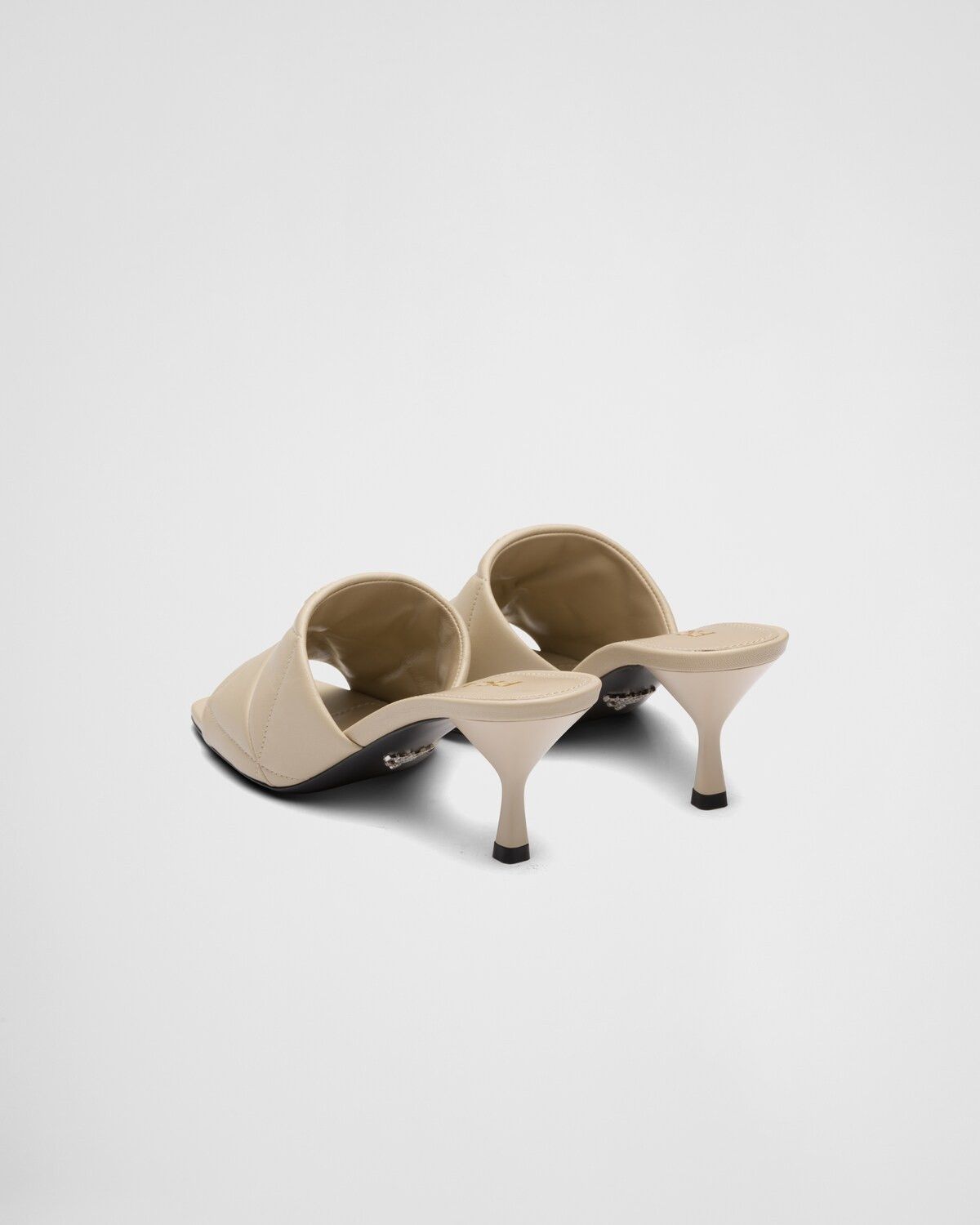 Prada oc11z0625 Quilted Nappa Leather Heeled Sandals in Beige Size US 8 / IT 38 - 5 Thumbnail