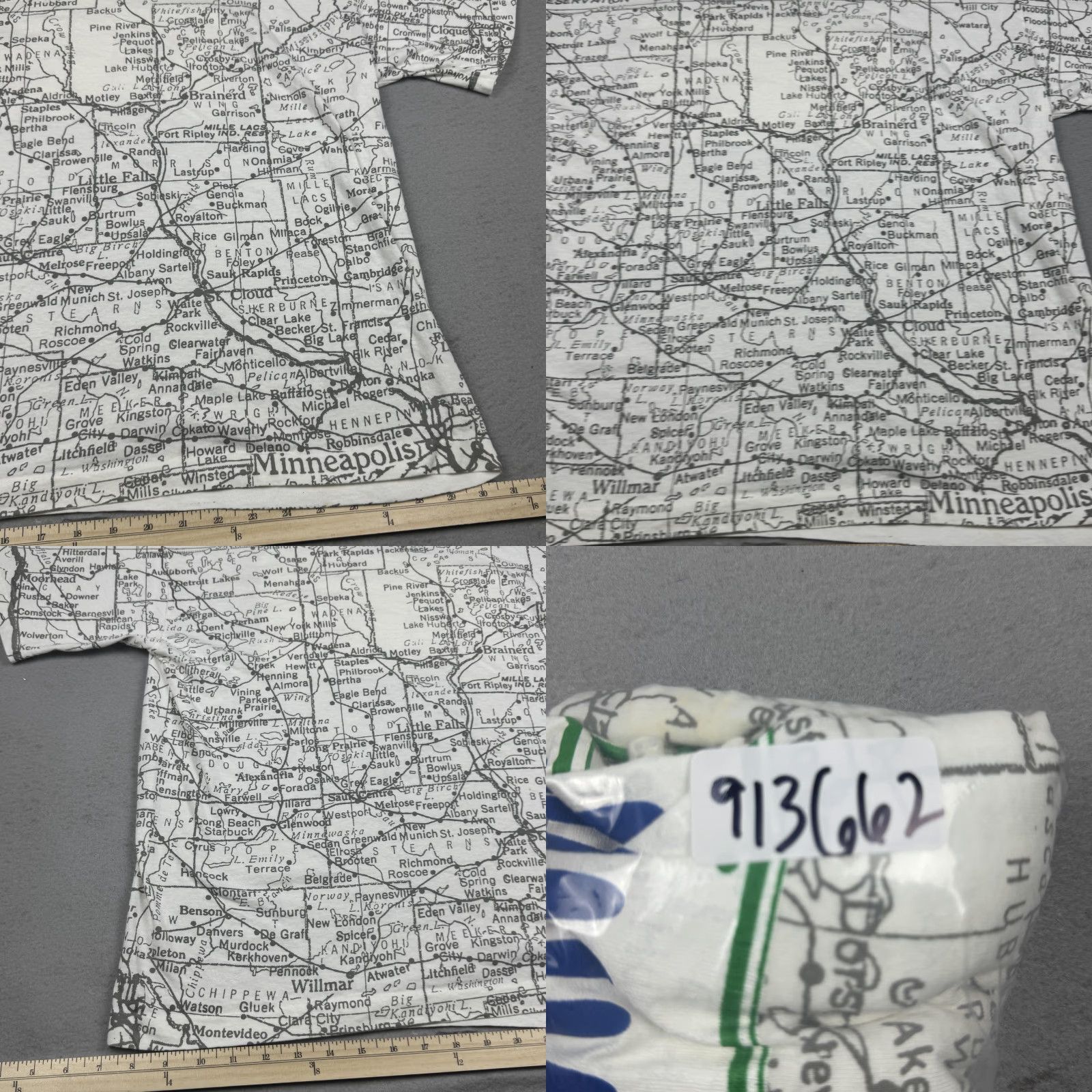 Sunray Sportswear VINTAGE Minnesota Shirt Mens Large White State Map All Over Print Sun Sportswear 90s Size US L / EU 52-54 / 3 - 10 Thumbnail