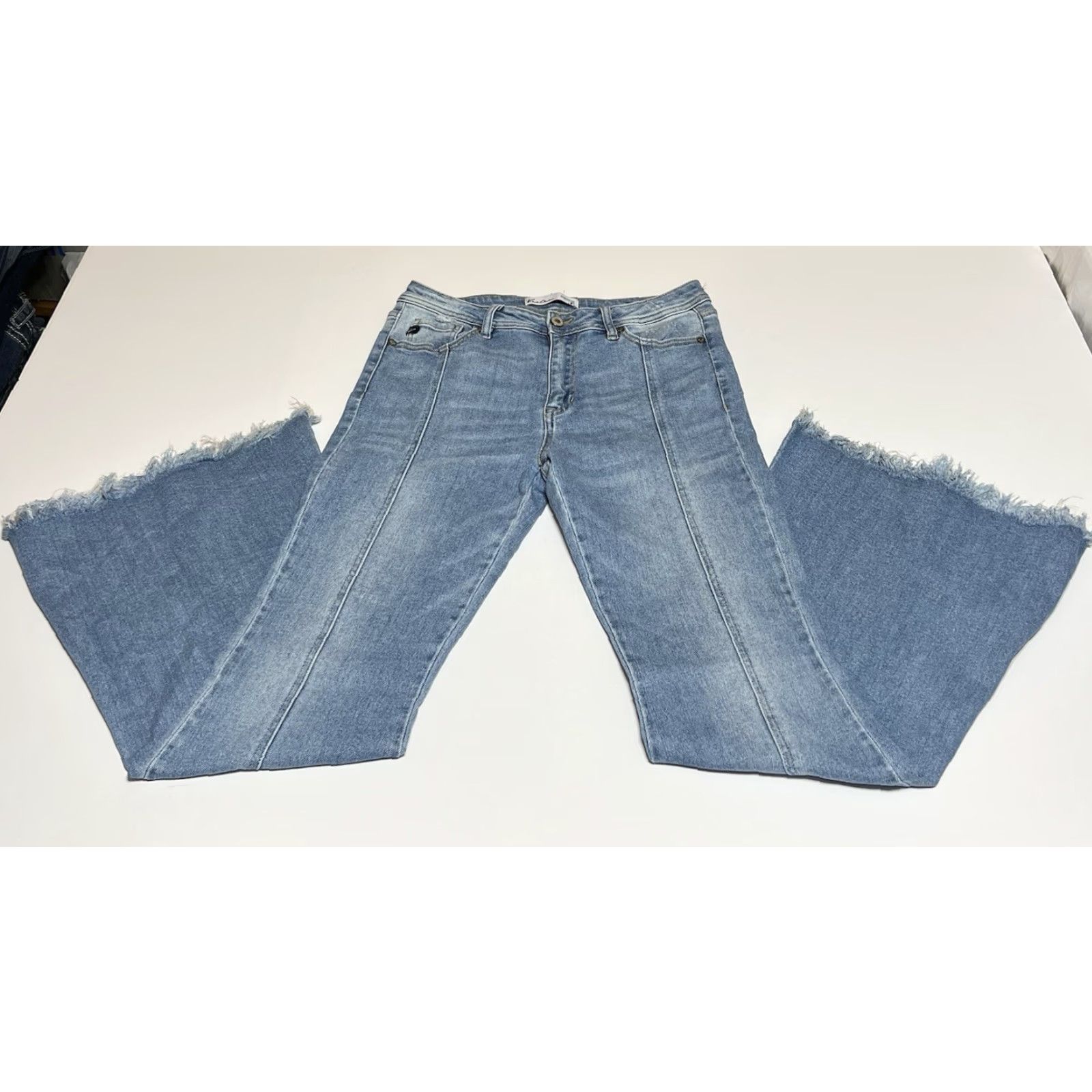 Vintage KanCan Jeans Front Seam High Rise Raw Hem Flare Jeans Women’s 28x31 Blue Size 28" / US 6 / IT 42 - 2 Thumbnail