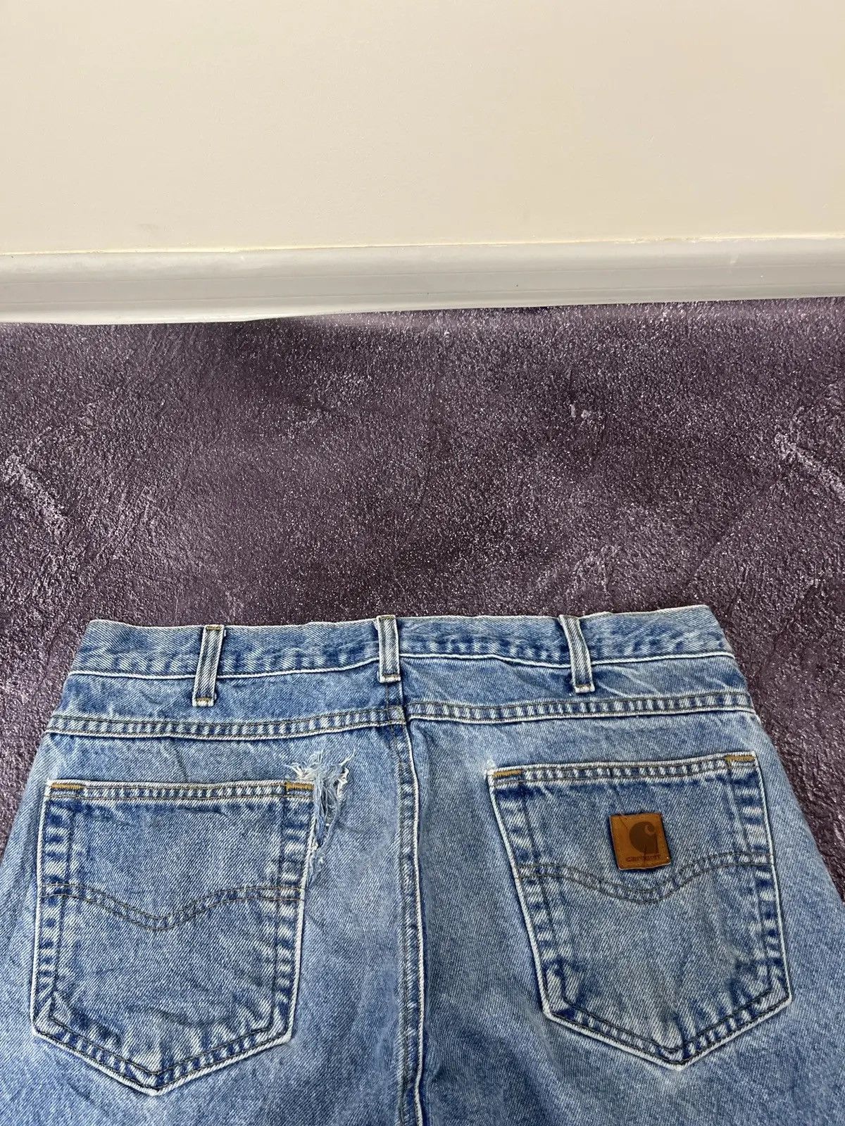 Carhartt × Vintage Vintage Carhartt Faded Light Blue Work Denim Hype Jeans Size US 35 - 5 Thumbnail
