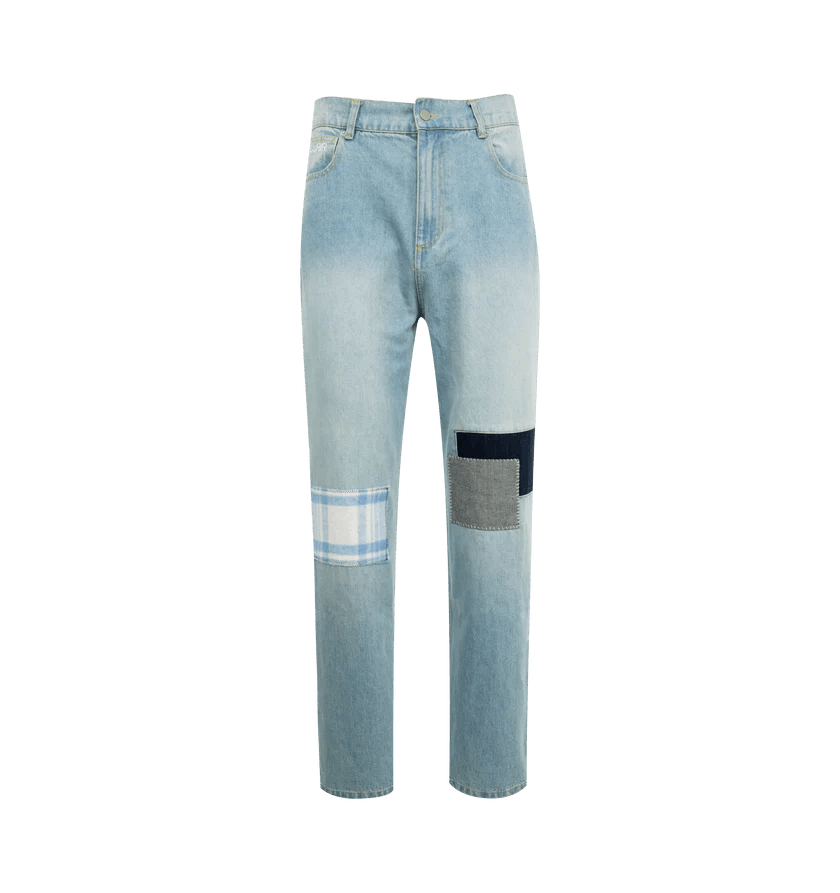 Sinclair Global o1h1sh10525 Country Patched Denim Jeans in Washed Blue Size US 34 / EU 50 - 1 Thumbnail