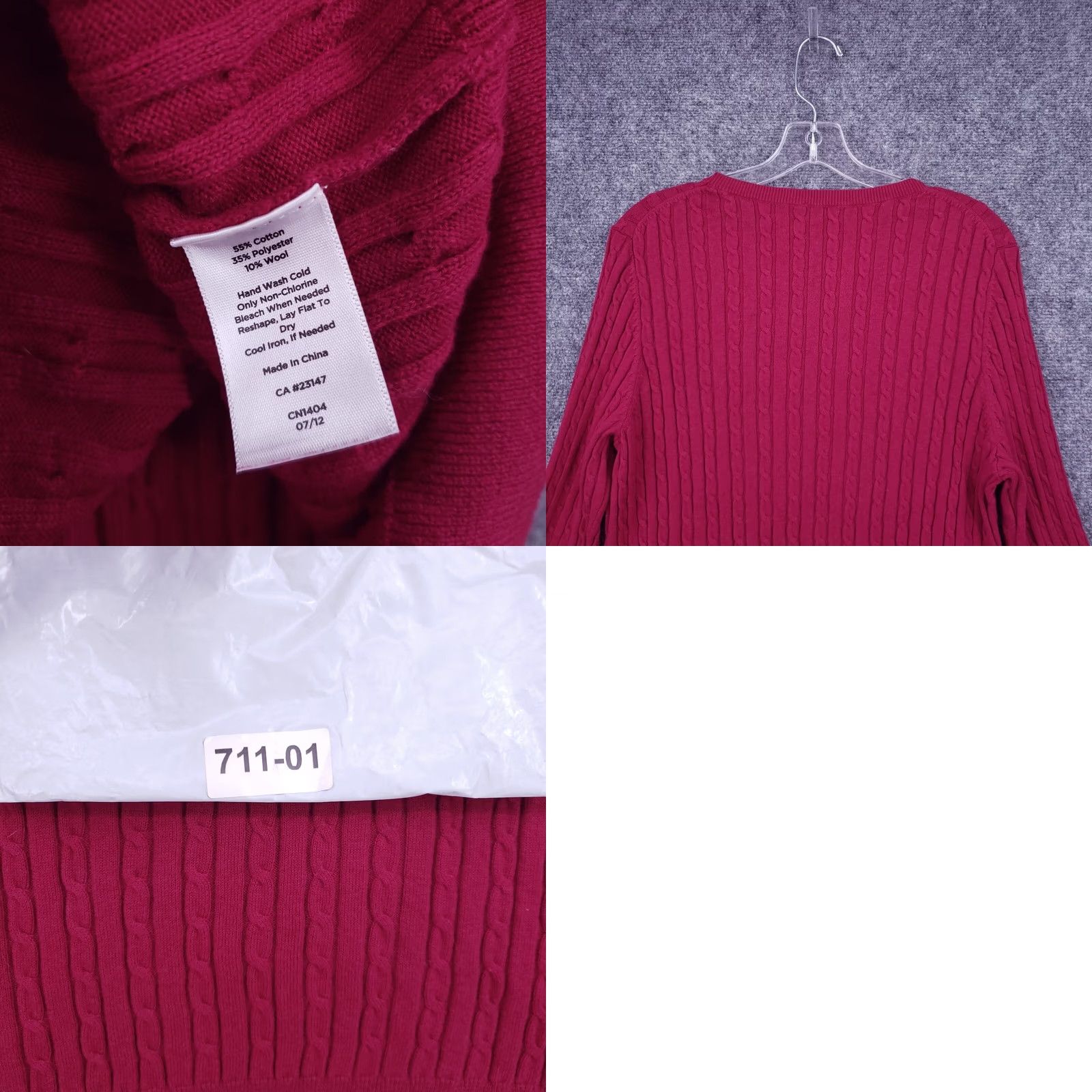 Talbots Talbots Sweater Women Petite XL Red Wool Blend Cable Knit Crew Neck Long Sleeve Size XL / US 12-14 / IT 48-50 - 8 Thumbnail
