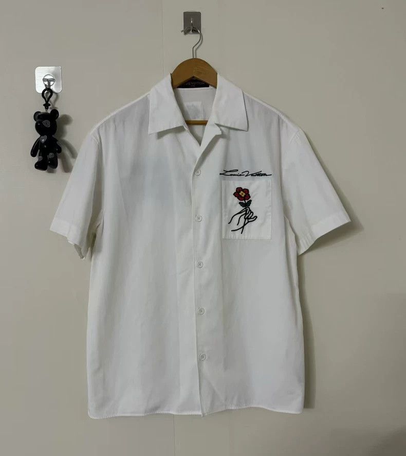 Louis Vuitton Louis Vuitton Fei Dong White Hand Flower Short Sleeve Shirt Size US XL / EU 56 / 4 - 1 Thumbnail
